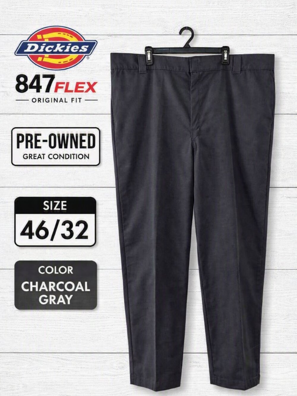 Dickies 874 Flex Original Fit Work Pants 46/32 Charcoal Gray